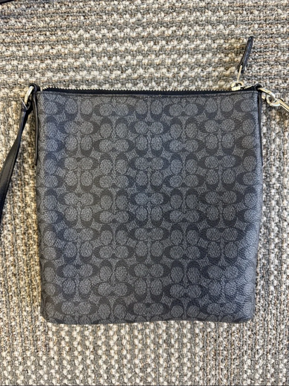 Coach North South Swingpack Leather Crossbody Logo Bag with Silver Hardware